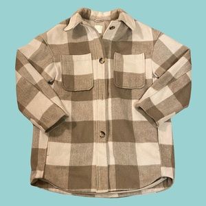 h&m brown plaid shirt jacket